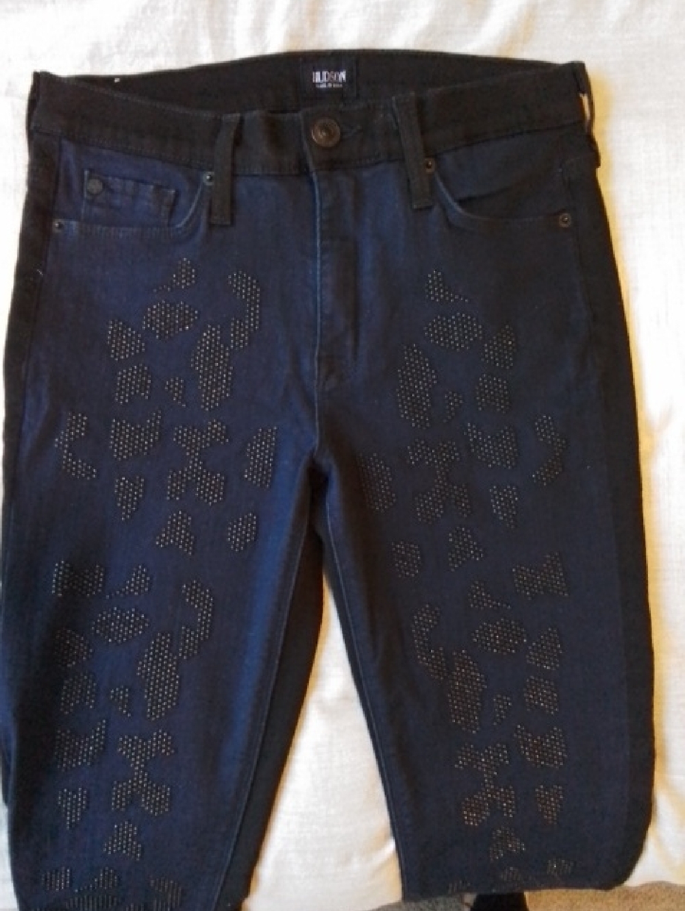 Hudson Jeans Super Skinny Midrise 2 Tone Nico Vice Jeans With Embellishments